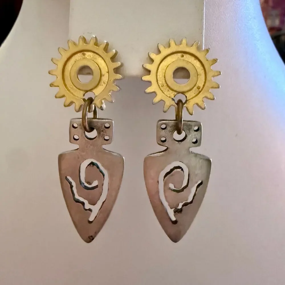 Steampunk Mixed Metal Handcrafted Artisan Drop Earrings